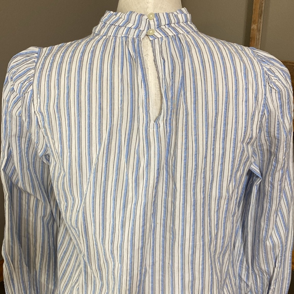 Loft mock neck blue white & black striped long sleeve top size Small - Picture 5 of 8